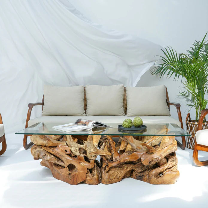 Luxury Teak Root Coffee Table, Naturally Unique Design