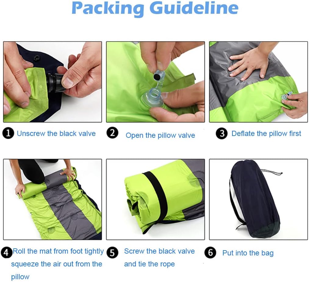Moonmen Inflatable Camping Sleeping Pad, Self-Inflating Sleeping Mat with Pillow, No Pump Requied Compact Ultralight Waterproof Camping Air Mattress for Backpacking, Hiking, Tent (Camo)