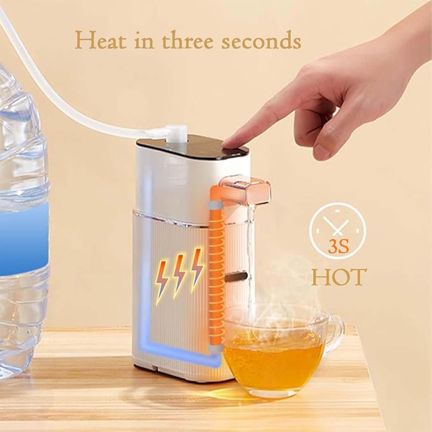 Hot Water Dispenser-Portable & On-The-Go, Mini Instant Hot Water Dispenser, with 2000w Quick Heating in 3s, for Home, Office, Kitchen, RV