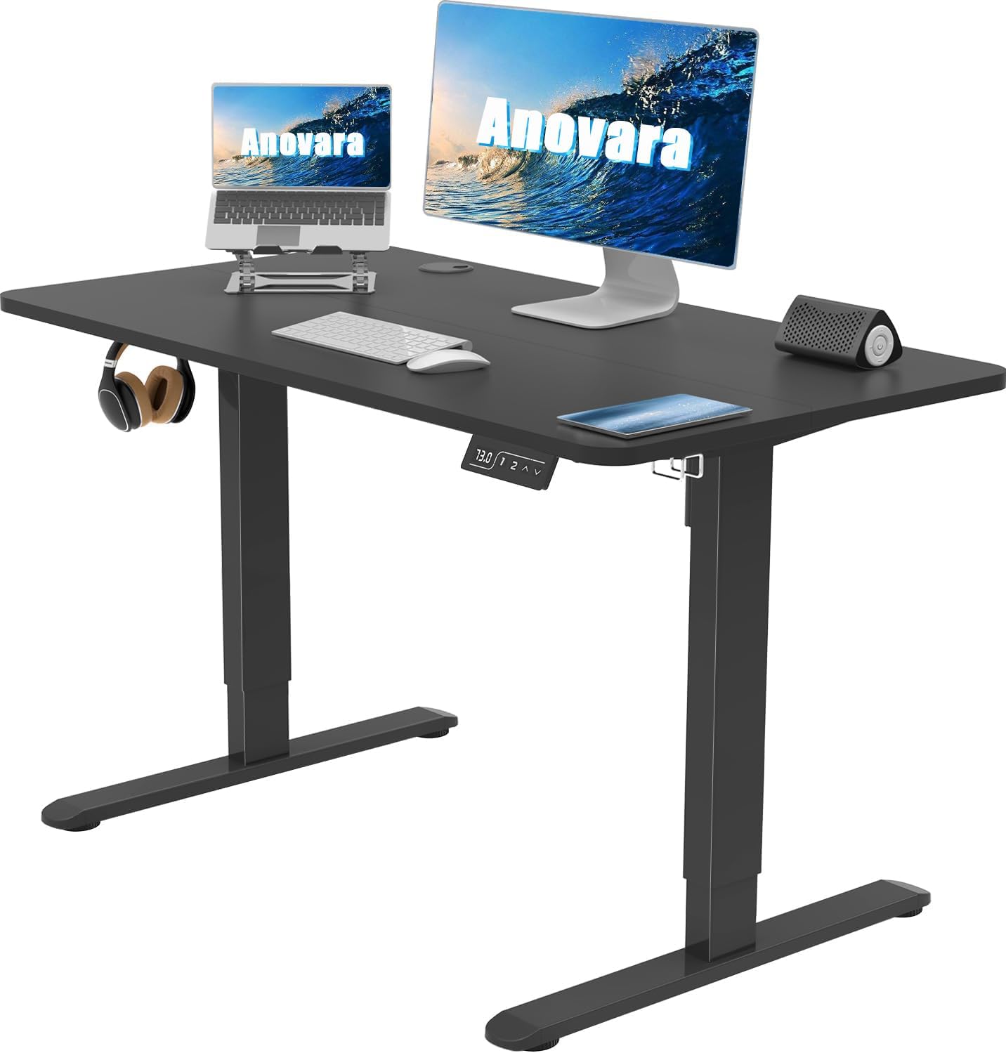 Anovara Standing Desk Height Adjustable Desk Standing Desk 100 X 60cm Adjustable Stand Up Office Computer Desk (Black, 100cm)-GCC Home Center