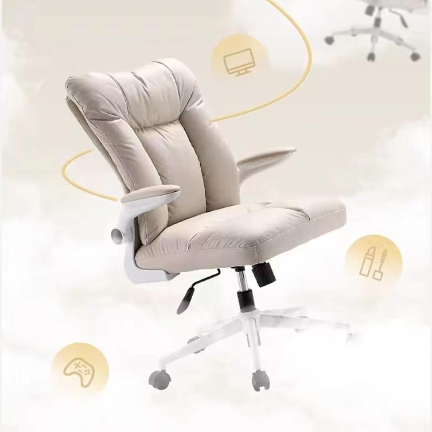 Computer Chair, Office Chairs, Home High Backrest Swivel Chair, Desk Chairs with Wheels, Angle Adjustable Chair, Desk Chair Ergonomic College Dormitory Gaming Chairs (Grey)