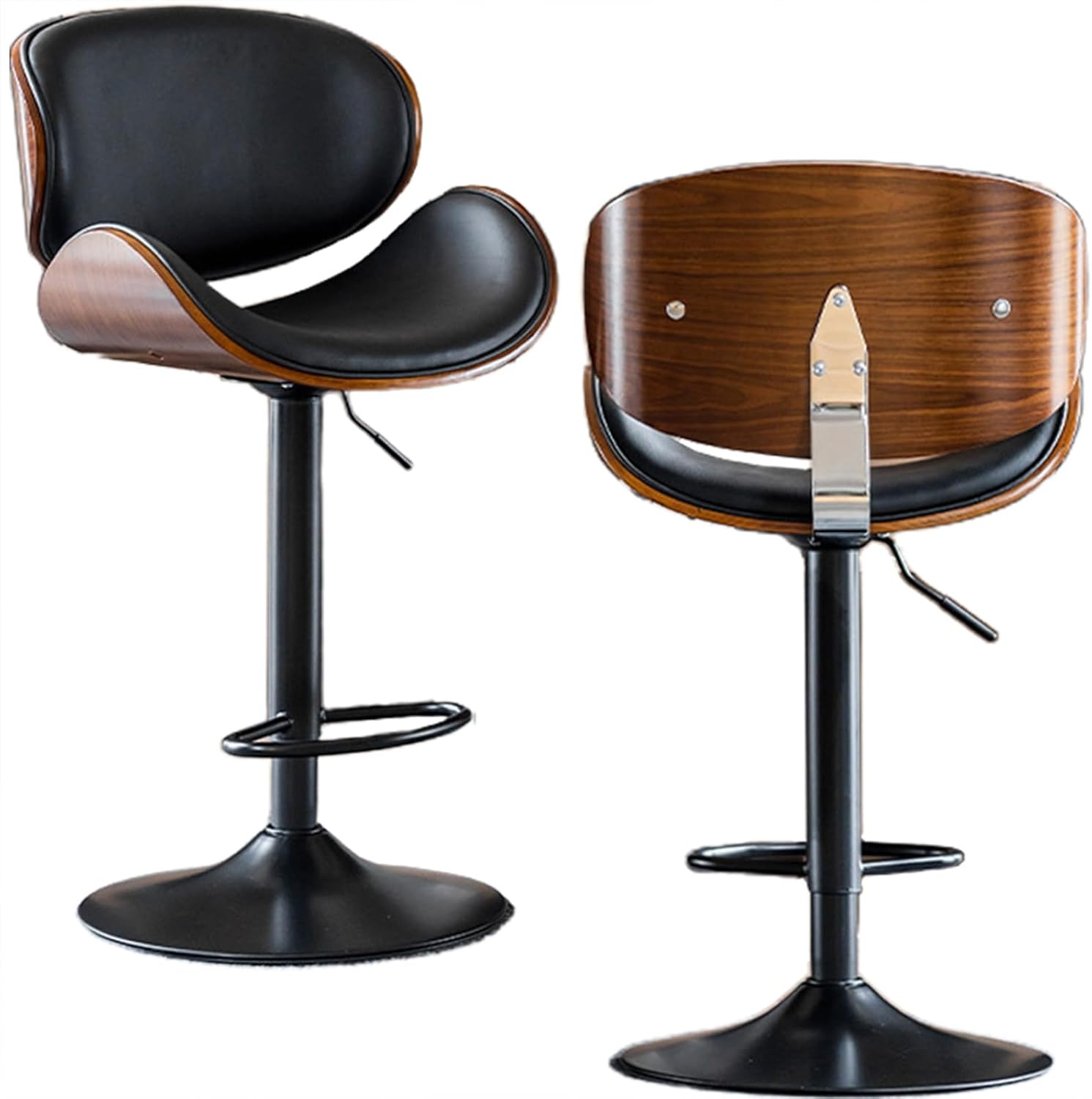 COOLBABY Bar chairs Lift leather bar chairs Light luxury home front desk high chairs Adjustable swivel seats High stools Low back kitchen island, dining room 1PC (Black)-GCC Home Center