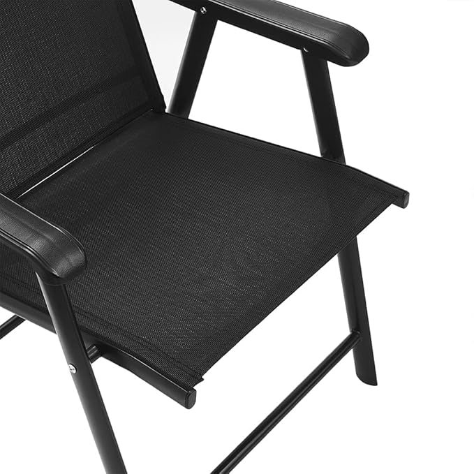 Foldable Patio Chair with Armrests and Breathable Seat Fabric, Outdoor Dining Chair-GCC Home Center