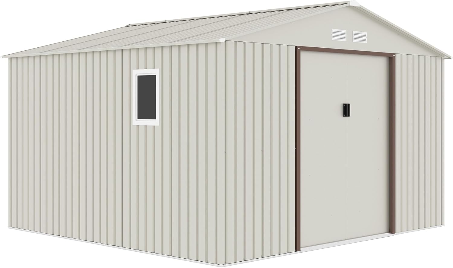 CamelTough Outdoor Metal Storage Shed, 11.2x10.6 feet, Garden Metal Shed. Perfect for Storing Patio Furniture, Garden Tools. Garage Organizer, Weather Resistant. With warranty. Beige, CT-644