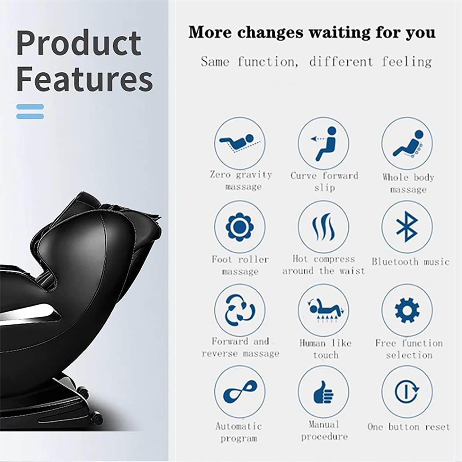 Massage Chair, Full Body Massage Chair, 8D Massage Head to Toe Massage, 5 AUTO Programs, Many Advanced Features with Arabic or English Control. (Gold)