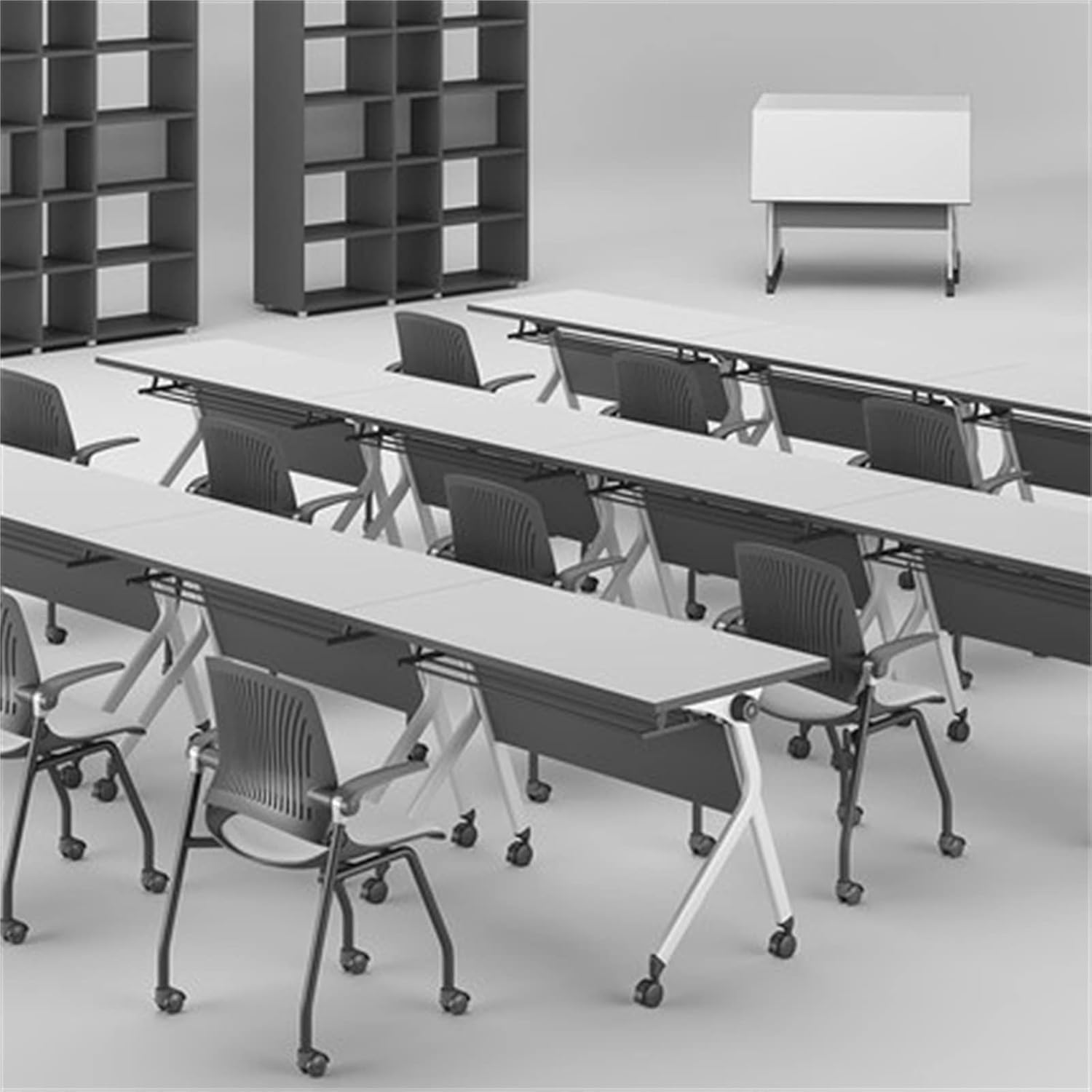 Folding Table Office Meeting Table, Portable Storage Conference Table Seminar Training Table With Heavy-duty Frame And 360 ° Wheels, Save Space(47x22x30in/120x55x75cm)