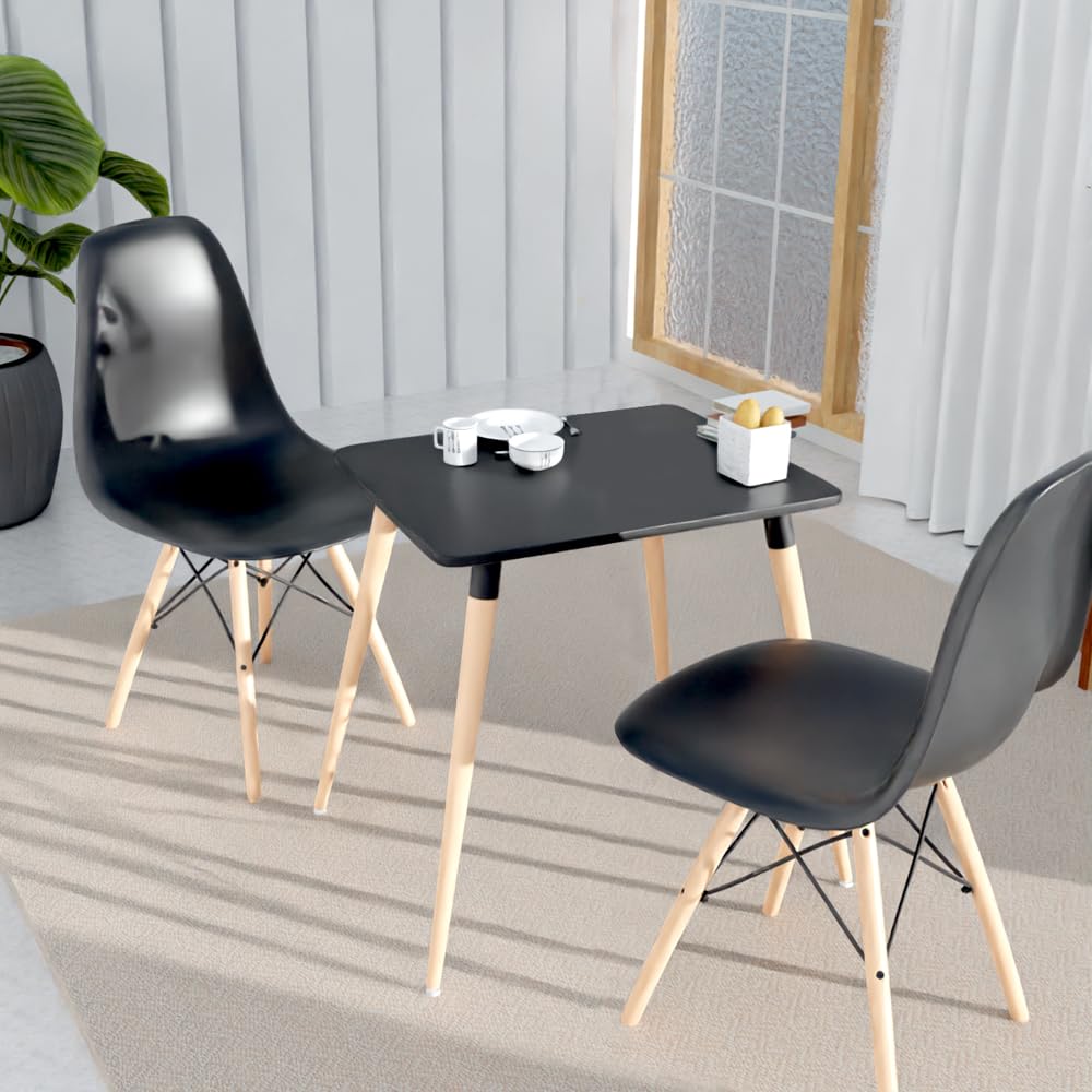 Mahmayi TJ HYT08 60DIA Round Pantry Table - Quad Leg base - Versatile for Home Office, Bistro, Balcony, Lawn, and Breakfast Nook - Fits Any Urban Decor Theme, Sturdy & Easy to Clean- Black(60cm)