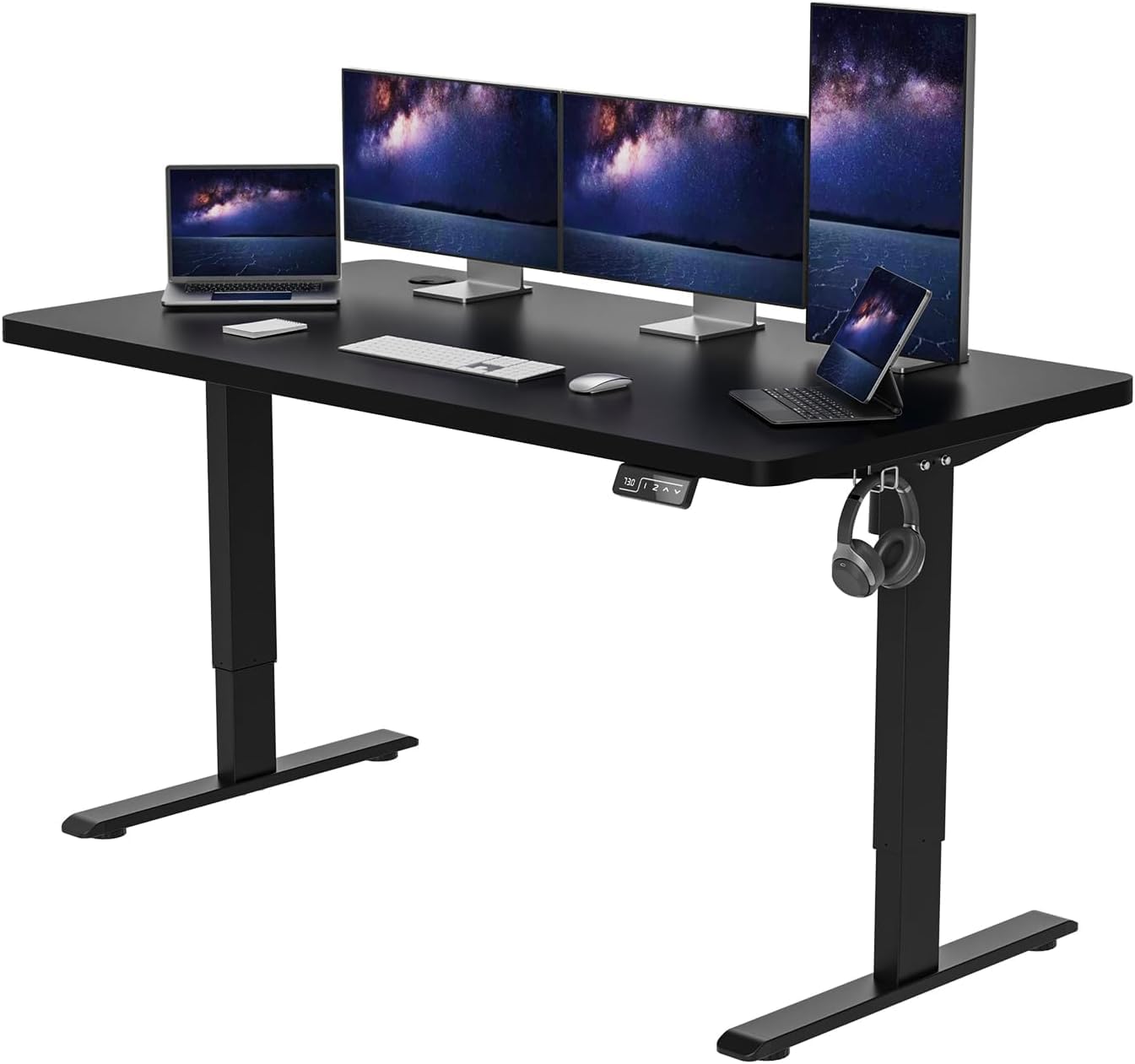 Anovara Standing Desk Height Adjustable Desk Standing Desk 100 X 60cm Adjustable Stand Up Office Computer Desk (Black, 100cm)-GCC Home Center