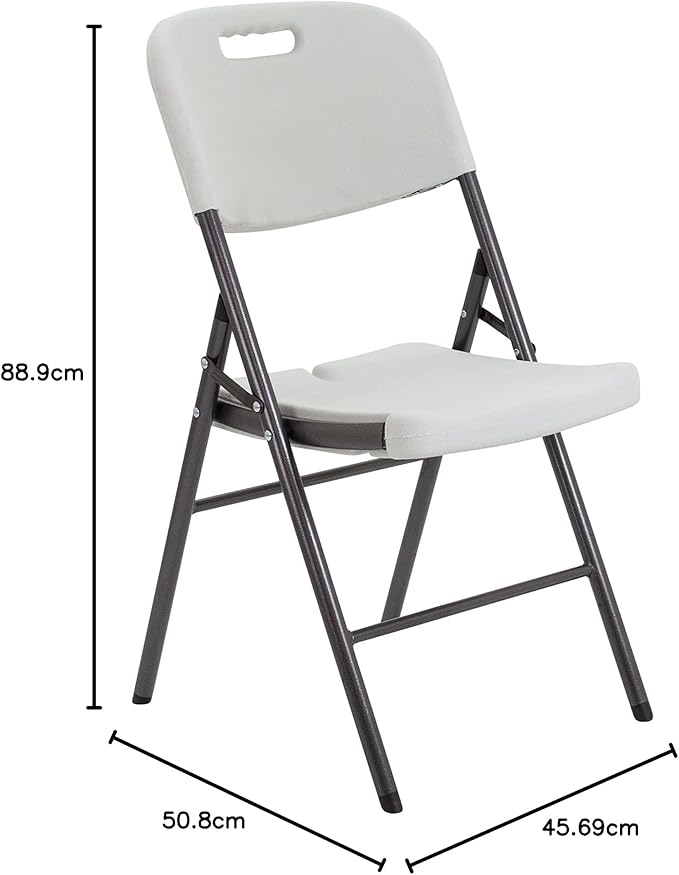 Folding Plastic Chair Molded Seat & Back Stackable Indoor Outdoor, Steel Frame, Heavy Duty-GCC Home Center