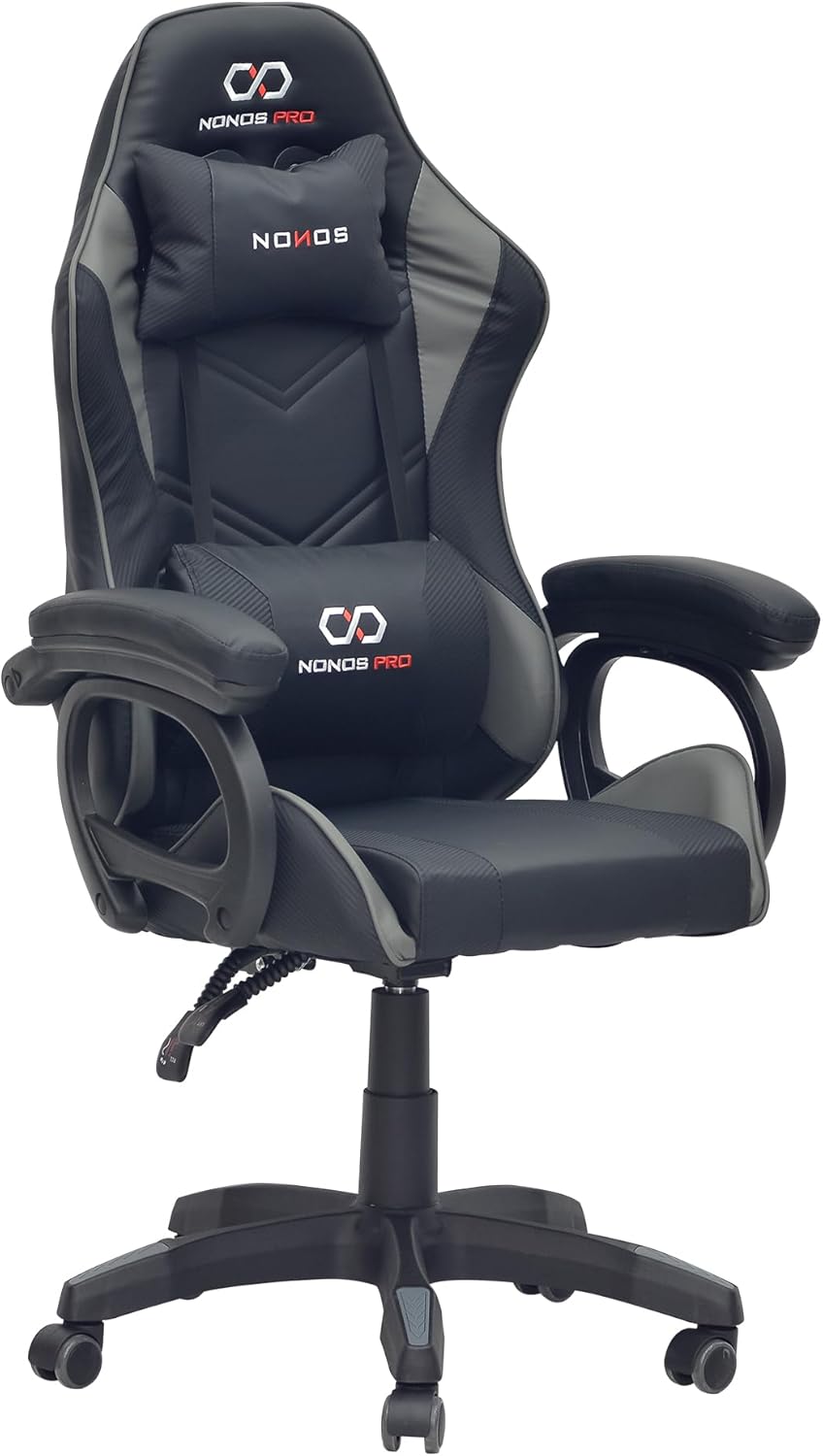 Modern design Gaming chair MH-FR44-Grey-blk It has HeadRest and Arm rest material Pu leather - Grey,Black-GCC Home Center