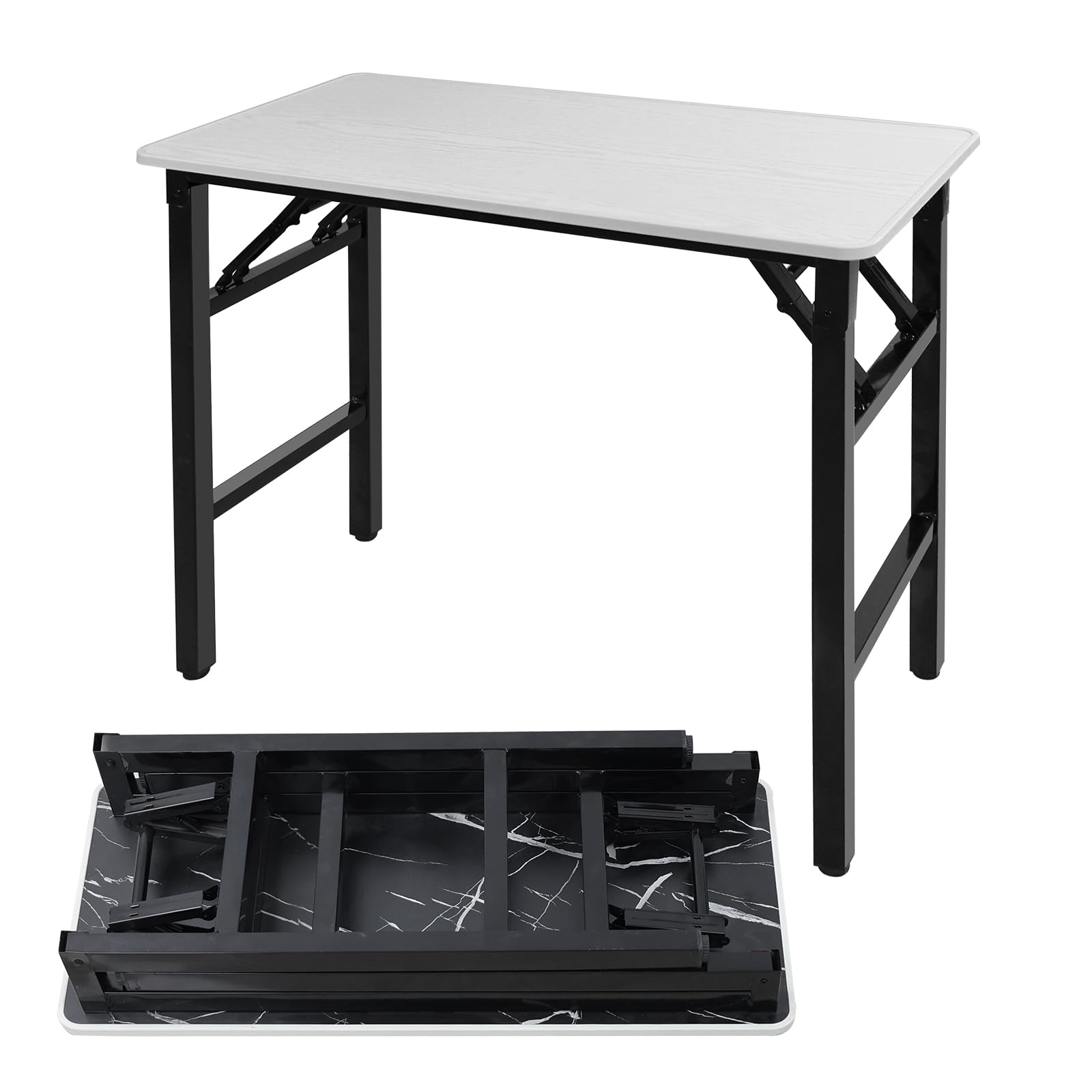 Adjustable Folding Desk No Install, Portable and Compact Computer Walnut Table Office Table for Home, Office, Study, Dining, Camping, Picnic, and BBQ (Yellow, 80 * 40 * 75cm)-GCC Home Center