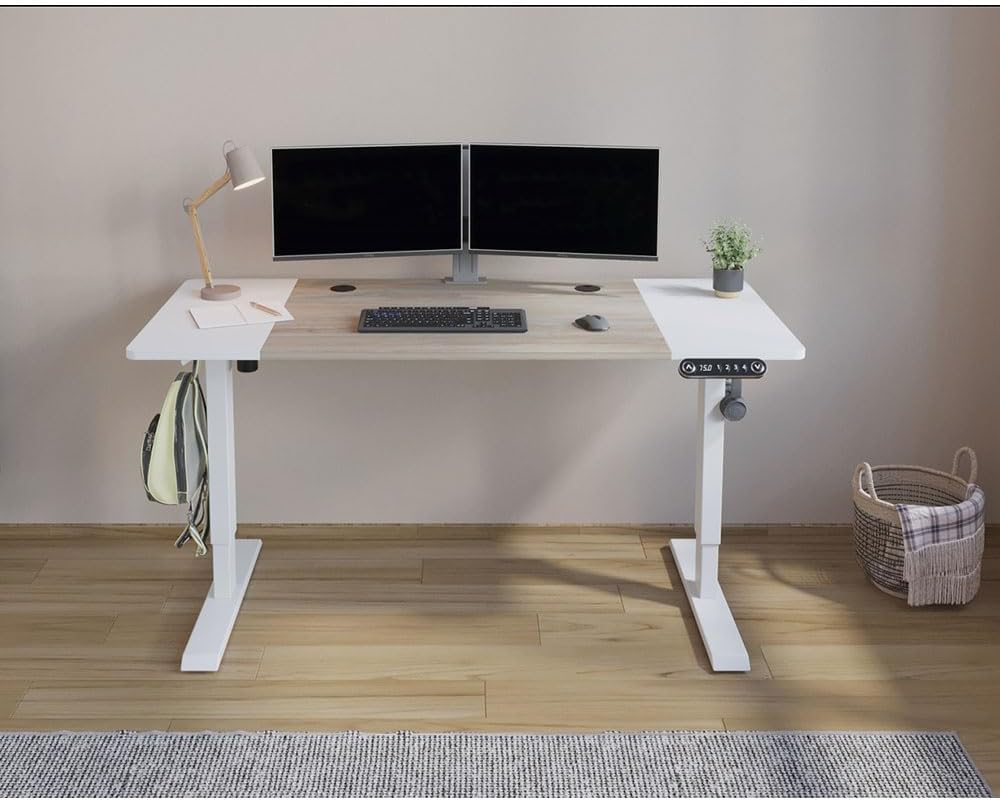 COOLBABY Electric Height Adjustable Standing Desk,55 x 24 Inches Stand Up Desk Workstation, Splice Board Home Office Computer Standing Table Ergonomic Desk