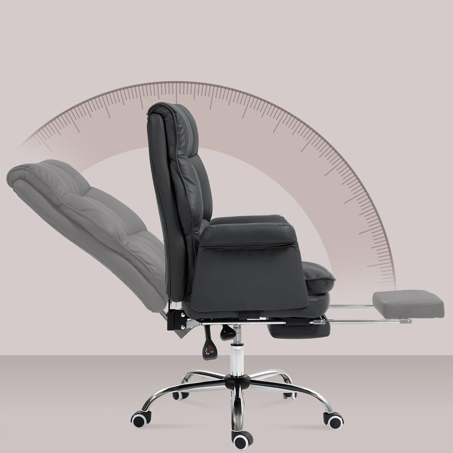 PU Leather Computer Chair with Footrest Backrest - Ergonomic Office Chair, with Mouse Pad, 360°Swivel Desk Chair, High Back & Adjustable Height Computer Table Chair, for Home Office (Black)