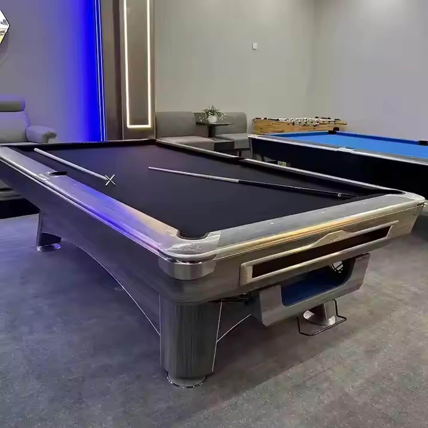 COOLBABY Luxury 9FT Pool Table Professional Solid Wood Billiard Table with Complete Billiard Accessory Sets, Perfect for Family Game