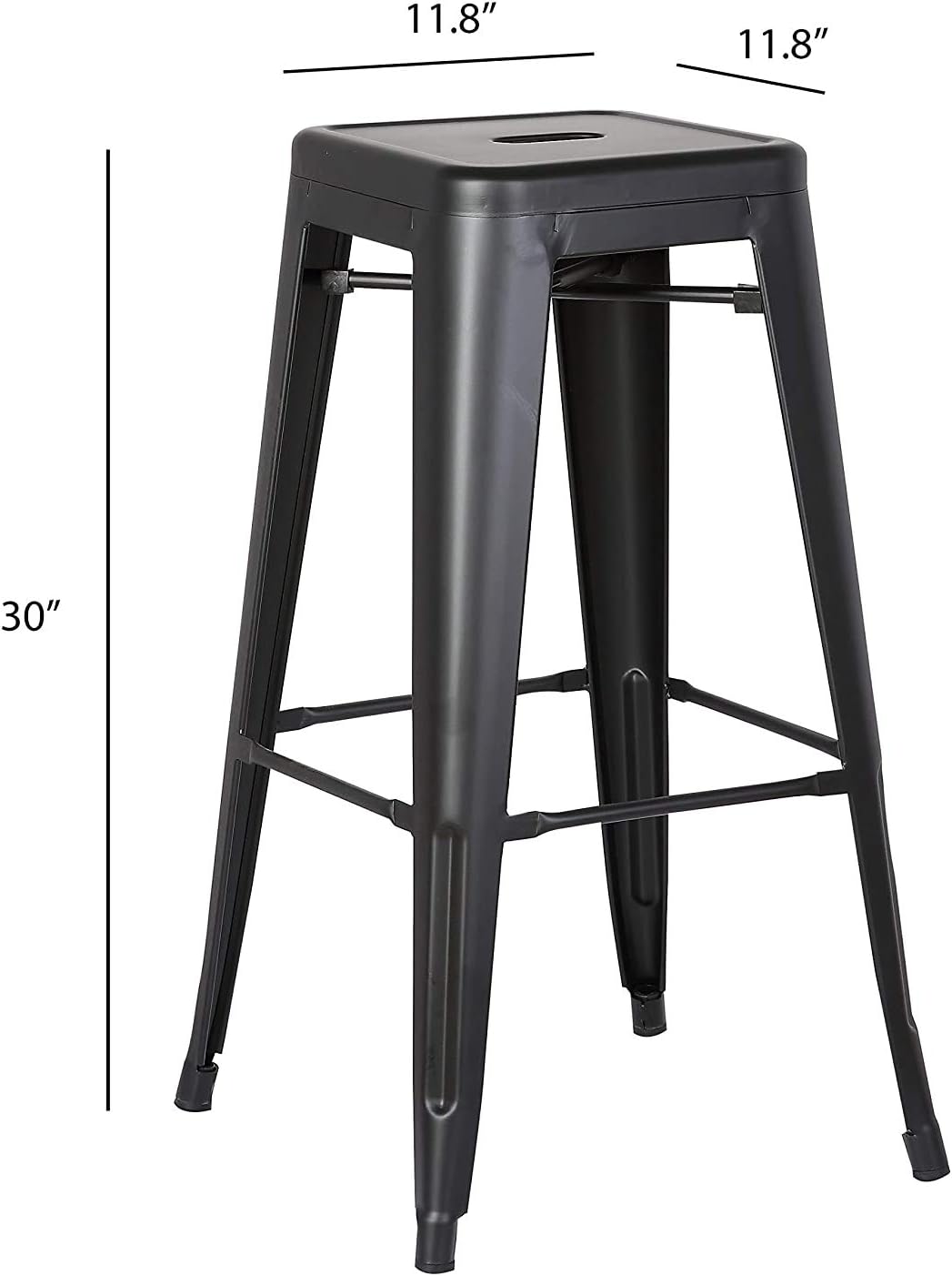 LANNY 76CM Metal Bar Stools High Backless Stools Bar Height Stools Patio Furniture Indoor/Outdoor Stackable Kitchen Stools Dining Chair (Matt Black)-GCC Home Center