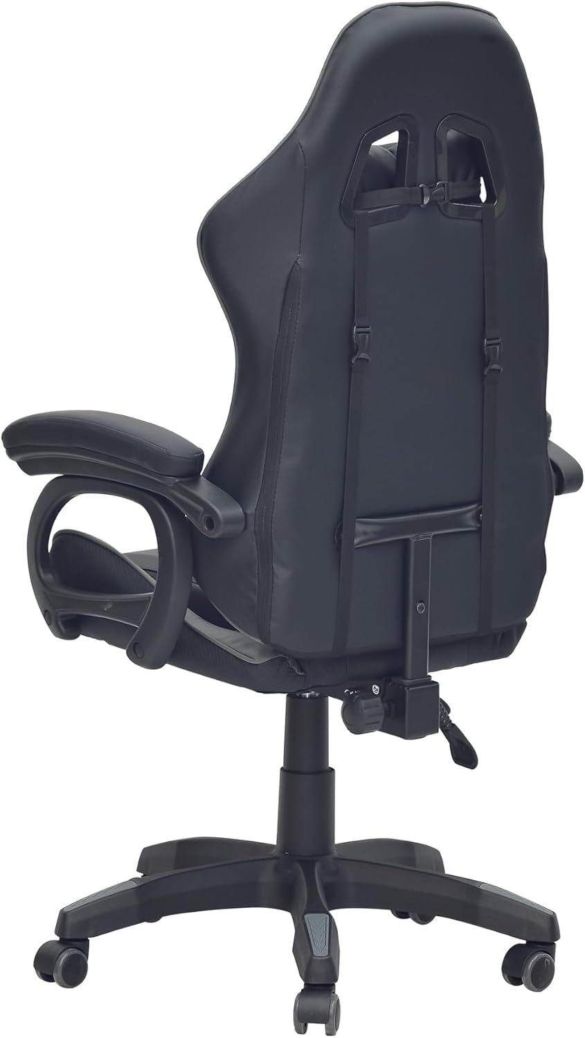 Modern design Gaming chair MH-FR44-Grey-blk It has HeadRest and Arm rest material Pu leather - Grey,Black-GCC Home Center