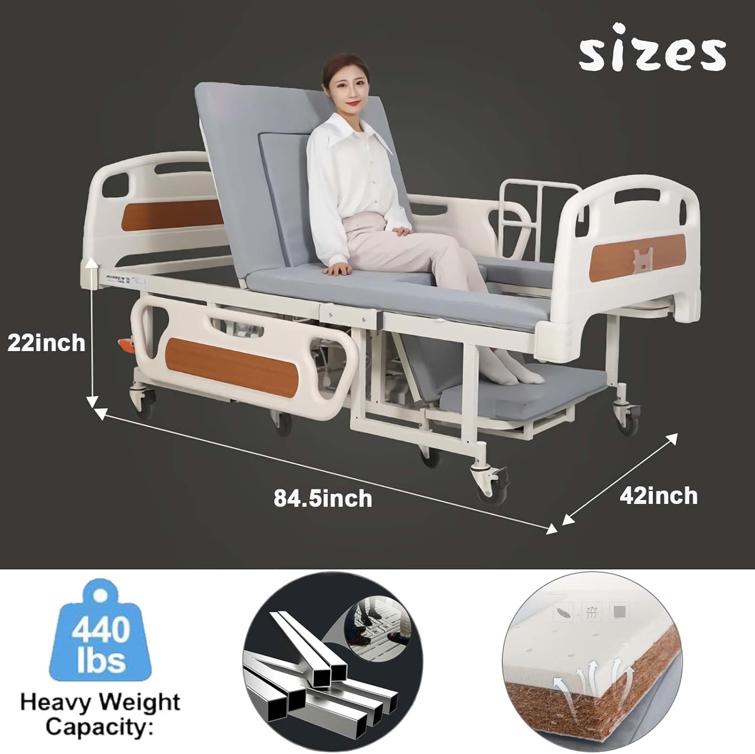 Electric Manual Home Nursing Bed with Built-in Wheelchair