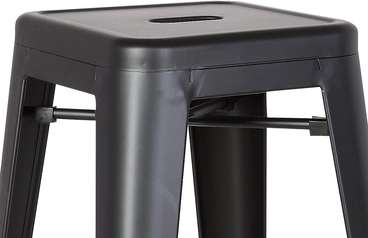 LANNY 76CM Metal Bar Stools High Backless Stools Bar Height Stools Patio Furniture Indoor/Outdoor Stackable Kitchen Stools Dining Chair (Matt Black)-GCC Home Center