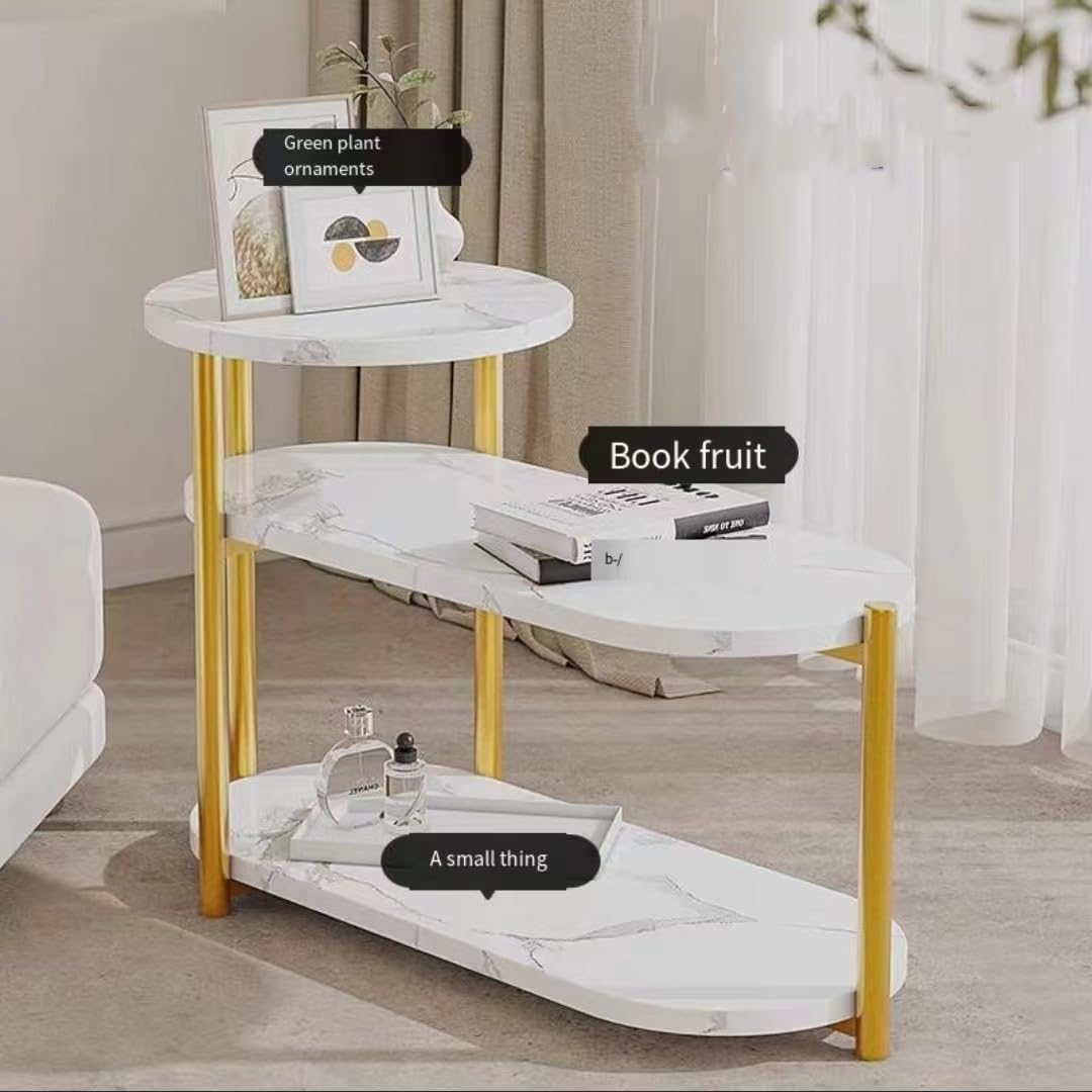 NICPET Sofa Side Cabinet Home Apartment Living Room Table Multi-layer Sofa Coffee Tables Light Luxury Bedside Tables Simple Modern Home Furniture Living Room Small Round Table