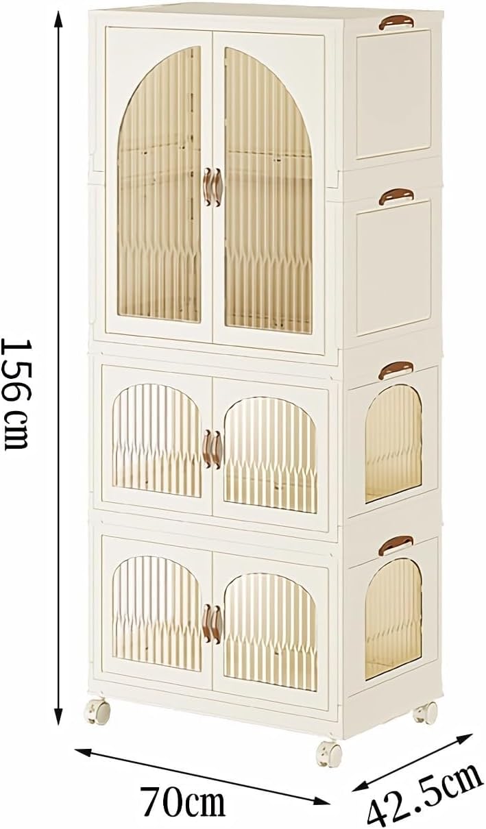 TAPIT Portable Closet Wardrobe Foldable Baby Clothes Organizer Kids Closet Wardrobe Collapsible Children Clothes Cabinet Bedroom Nursery Armoire Clothing Storage with Clear Doors (B-7033-1)-GCC Home Center