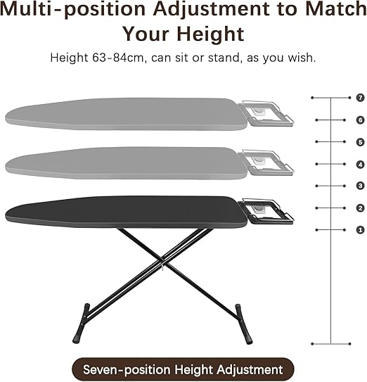 Folding Ironing Board with Iron Rest – Heavy Duty, Height Adjustable, Heat-Resistant Cover – 110 x 30 cm – Portable Iron Table for Apartments & Small Spaces