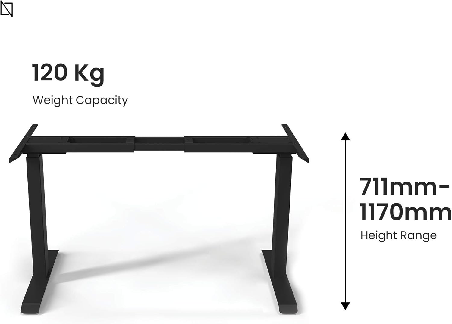 Navodesk Height Adjustable Computer Gaming Desk Workstation, Bluetooth Enabled Black Frame + Top (Walnut, 47 x 30 inch)