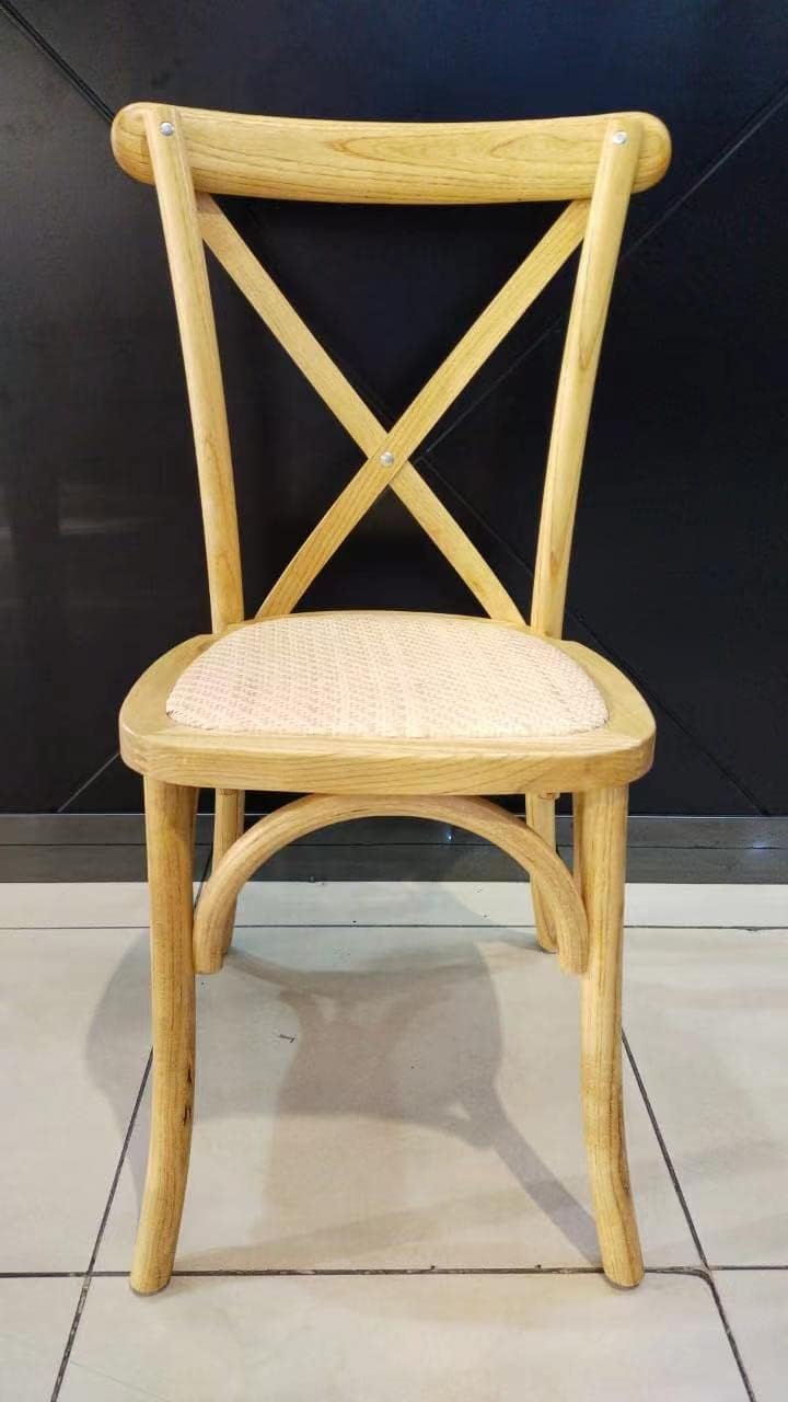 LANNY Stackable Solid Wood Dining Chair for Kitchen,Bistro,Resteraunt in Brown Color with Rattan Seat (Light Brown, 1)-GCC Home Center