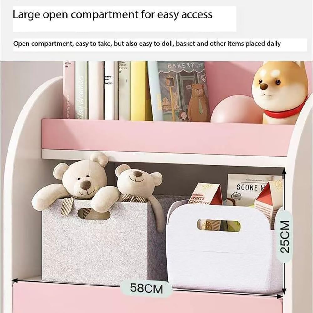 MUMOO BEAR Creative Kids Wardrobe, Wooden Cabinet with 5 Drawers and Hanging Area for Clothes Storage Organizer, Modern Closet Heavy Duty Bedroom Furniture for Boys Girls, YN011 (Pink)-GCC Home Center