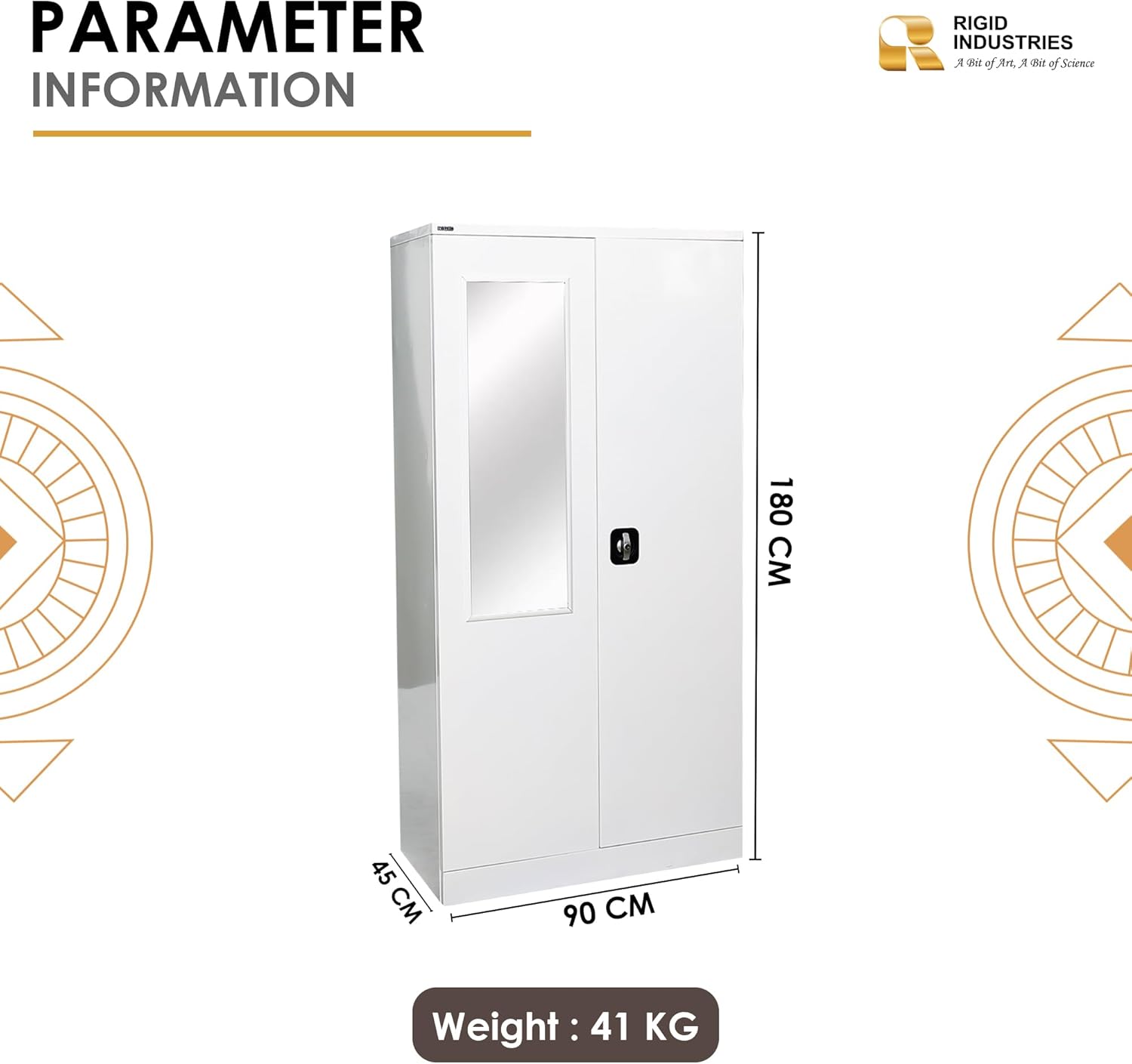 RIGID Steel Home Cupboard with Clothes-Hanging Space Shelving and Front Door Mirror (White)-GCC Home Center
