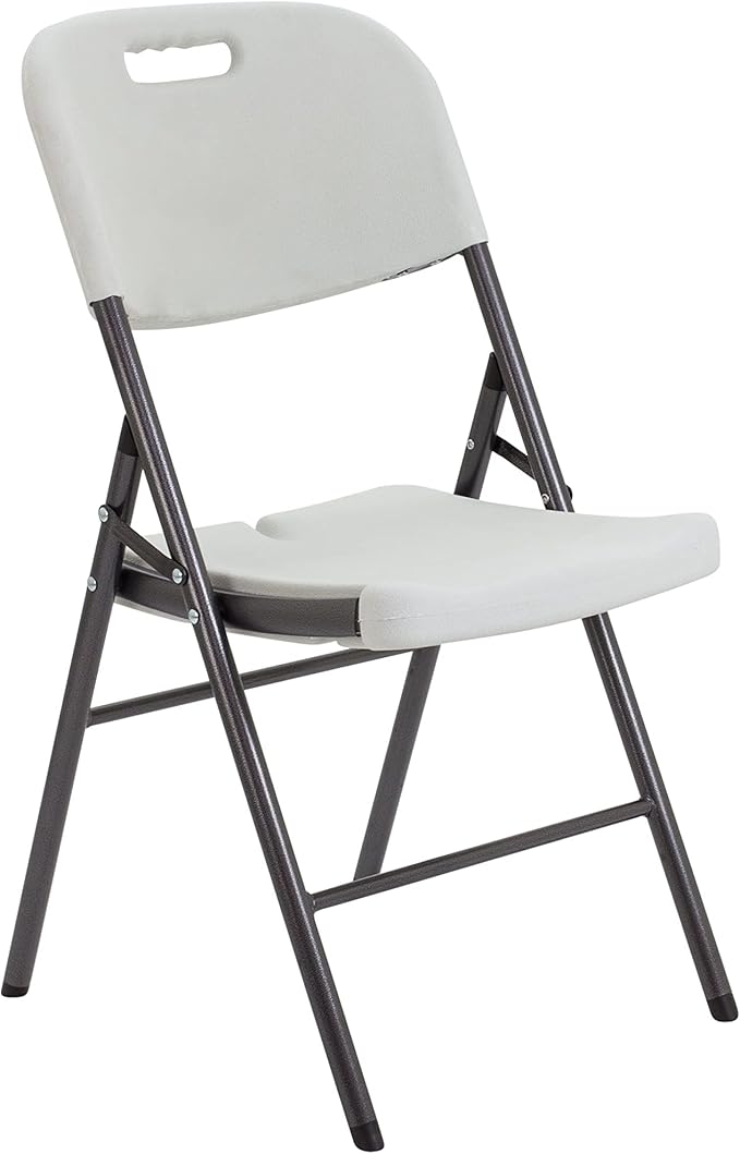 Folding Plastic Chair Molded Seat & Back Stackable Indoor Outdoor, Steel Frame, Heavy Duty-GCC Home Center