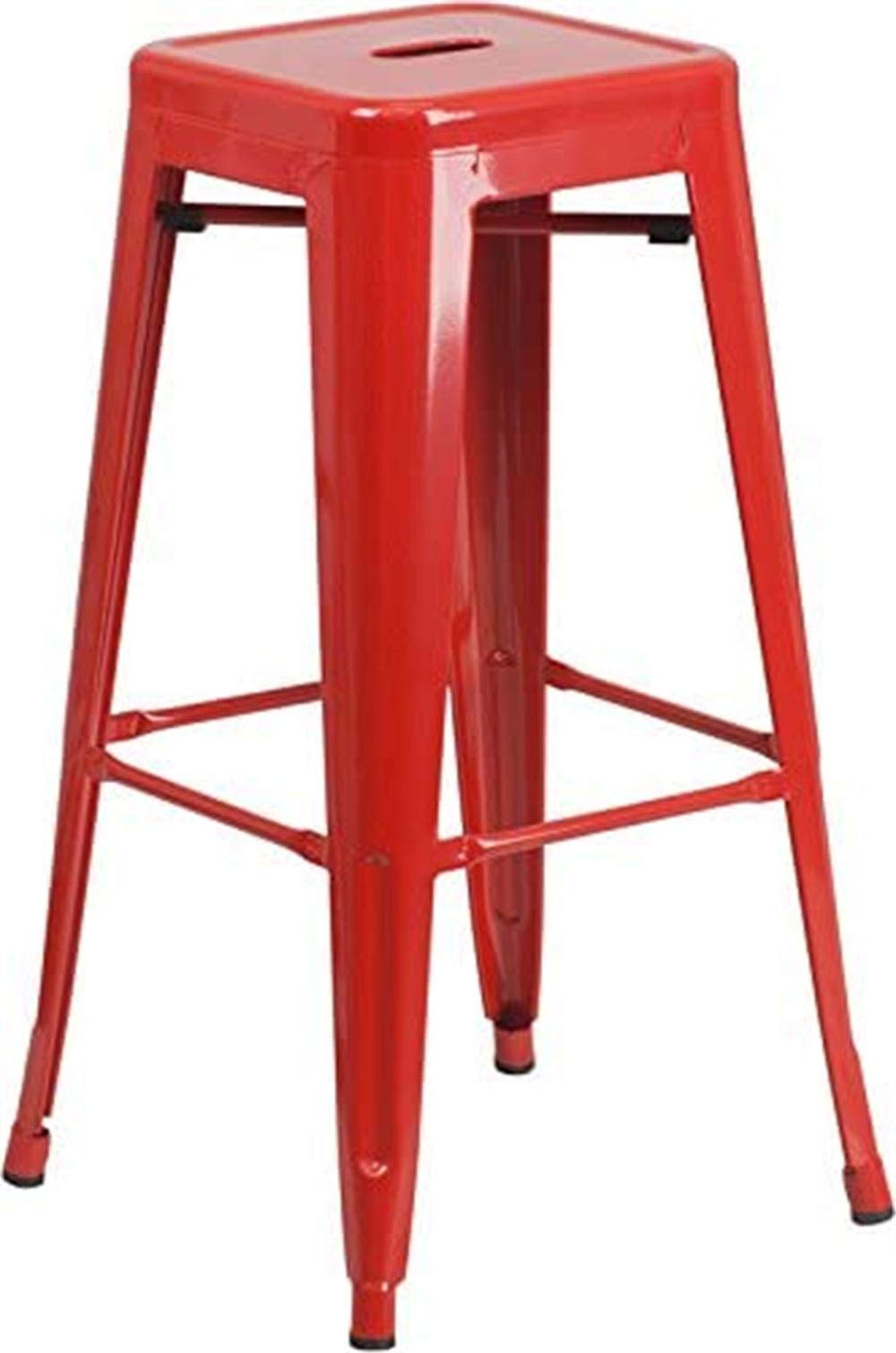 LANNY Furniture 75cm Height Antique Tolix Metal Stackable Barstools D7 Indoor-Outdoor High Chair with Square Seat for Counter Courtyard Kitchen Dining Room Restaurant Bar shop Eating (silver)-GCC Home Center