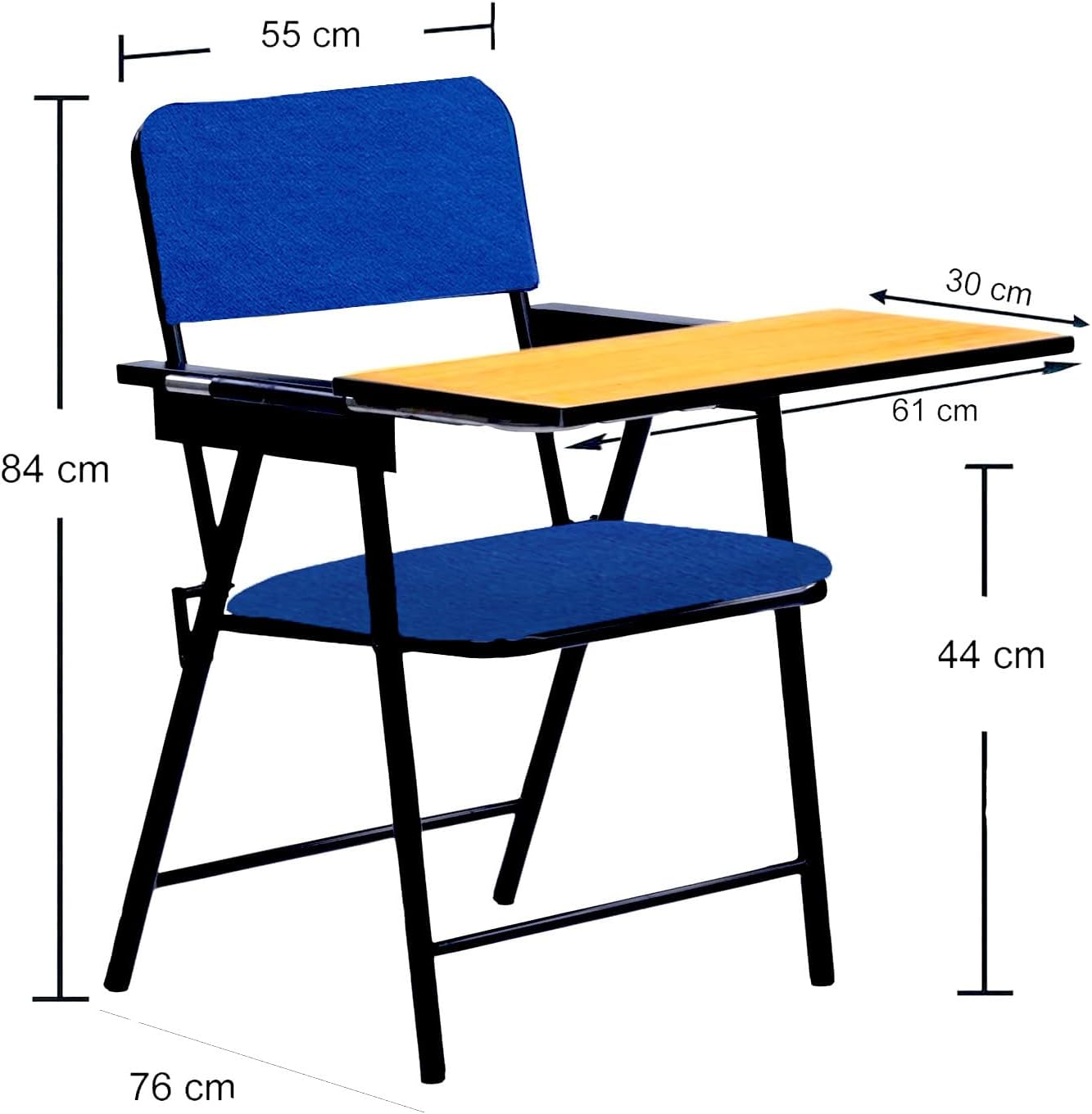 Spacecrafts® Folding Cushion Study Chair | Space Saving | Desk Chair | Powder Coated with Cushion | Blue Color (with WRITING PAD)