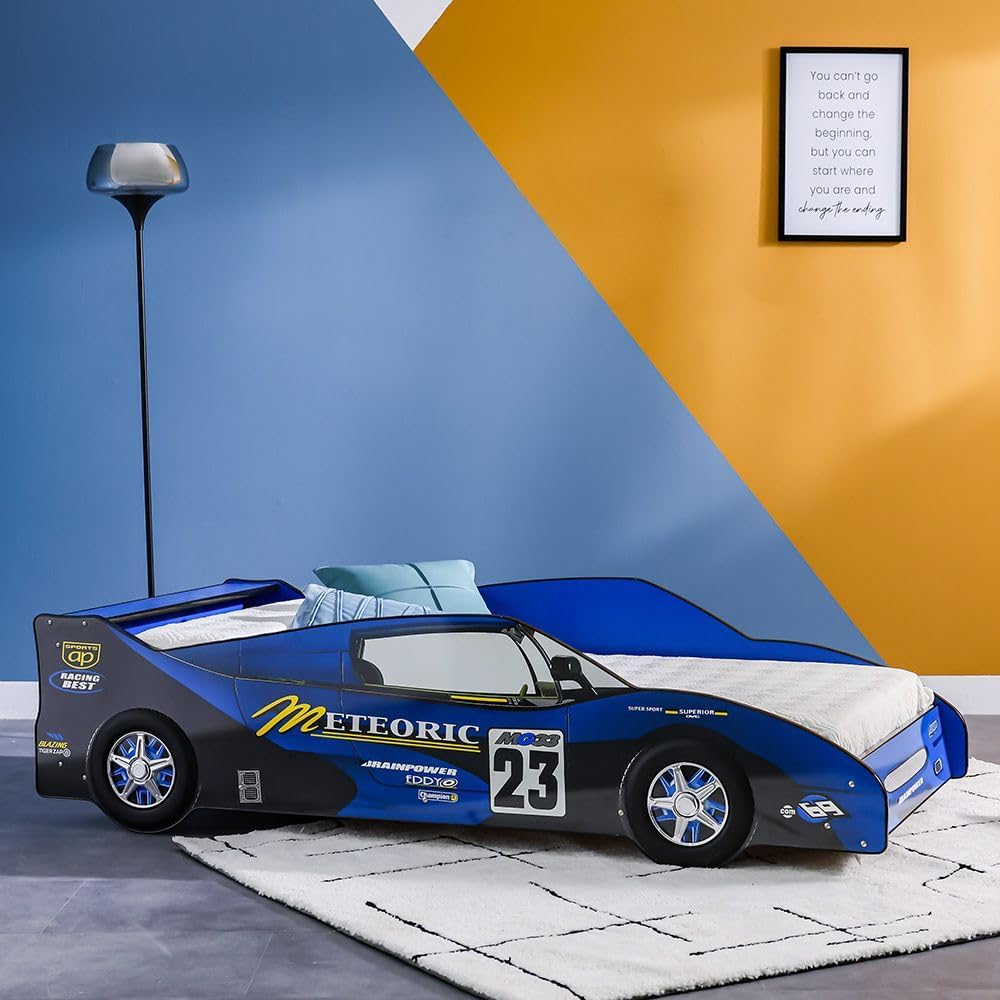 Ranger Meteoric 90x190 Kid Car Bed | Modern Design Kids Single Bed Frame Furniture | Comfortable Bed (Mattress Not Included) L208xW97.5xH69.2cm