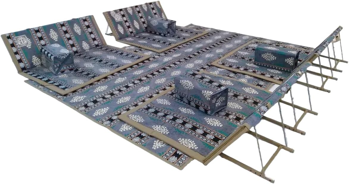 ALBAWADI Arabic Folding Carpet Camping Desert Carpet with Pillow Tent Floor Mat Sets (Grey)