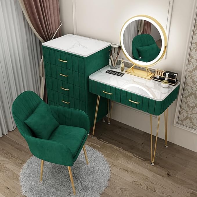 Multifunctional Makeup Vanity Dressing Table with Drawers and Chair 80 CM-GCC Home Center