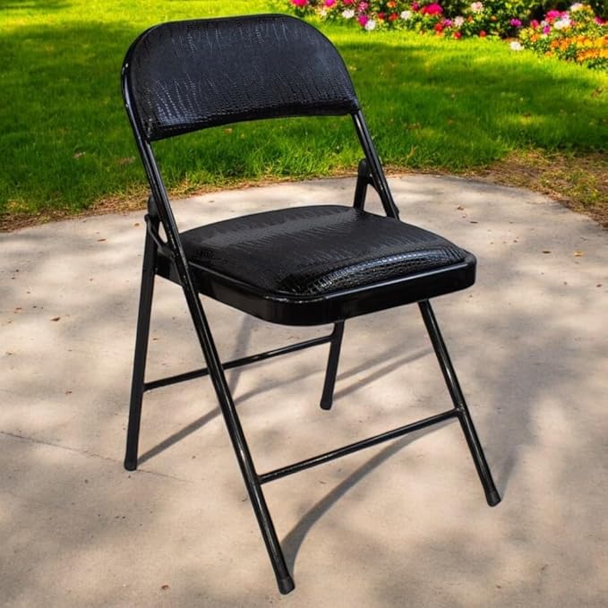 Premium Snake Skin Folding Chair. Padded Seat, Stainless Steel Frame, Multi-Functional & Portable for Home, Office, Outdoor & Events