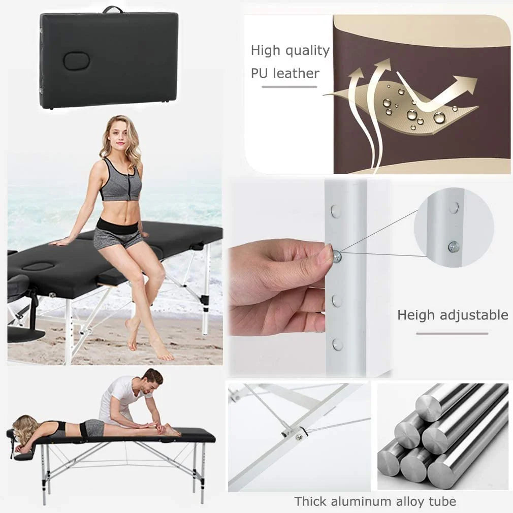 COOLBABY Portable Folding Massage Table – Adjustable Professional Spa & Therapy Bed with Carry Bag