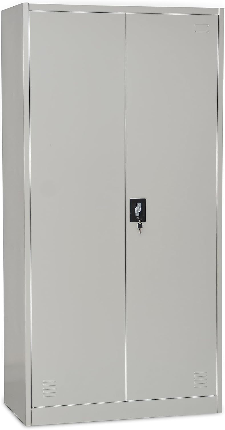 Multi Home Furniture Best Steel Big size Metal Cupboard for or Office MH-205-E Cupboard, Steel Filing Cupboard,Cabinet with Shelves Storage Compartment,Flush Key lock (Metal Grey)-GCC Home Center