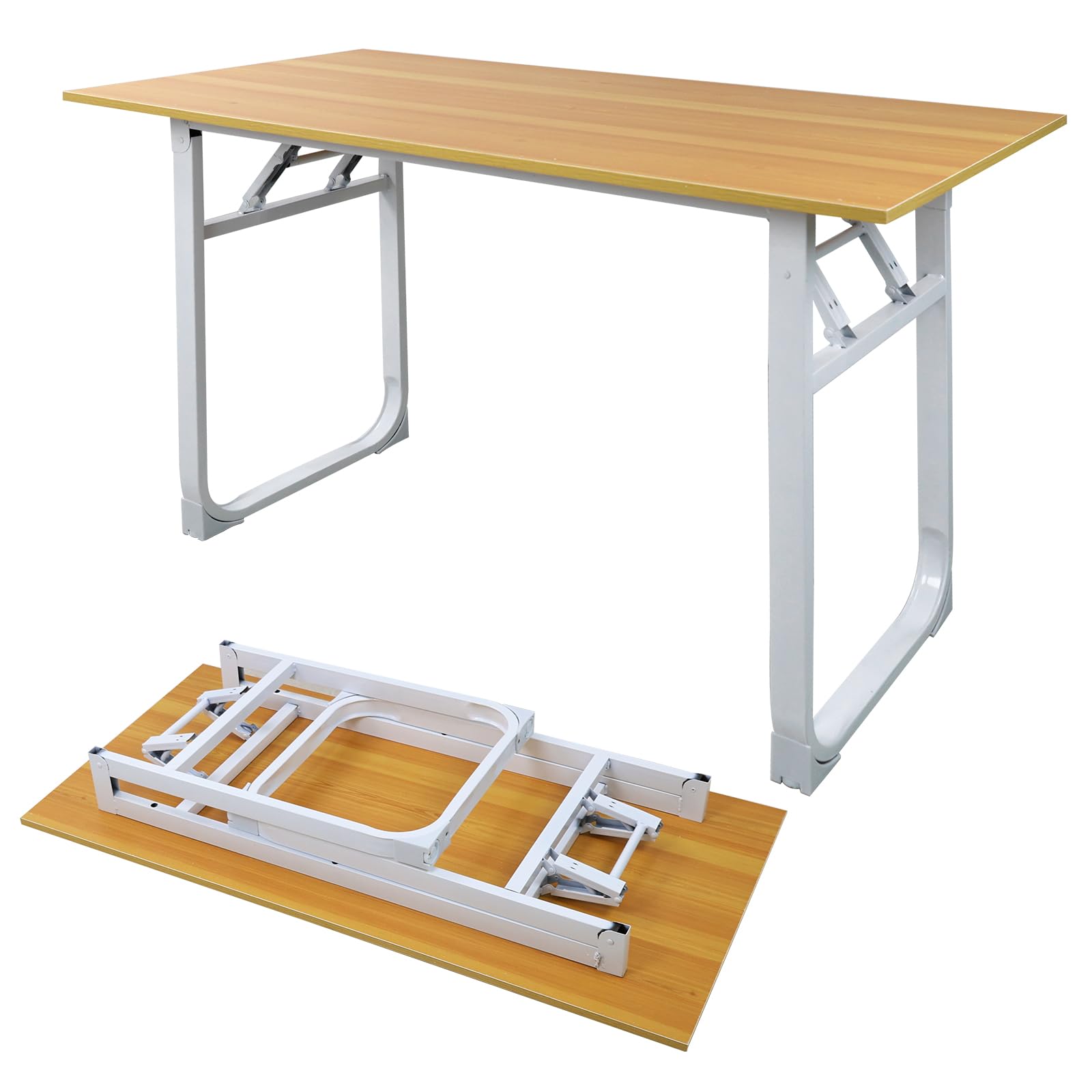 Adjustable Folding Desk No Install, Portable and Compact Computer Walnut Table Office Table for Home, Office, Study, Dining, Camping, Picnic, and BBQ (Yellow, 80 * 40 * 75cm)-GCC Home Center