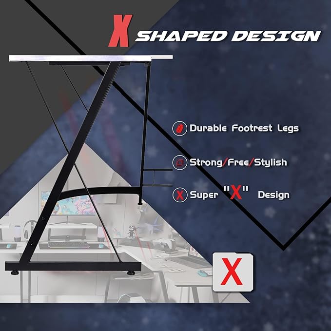 L-Shaped Gaming Desk – Ergonomic K-Shaped Computer Desk for Home Office