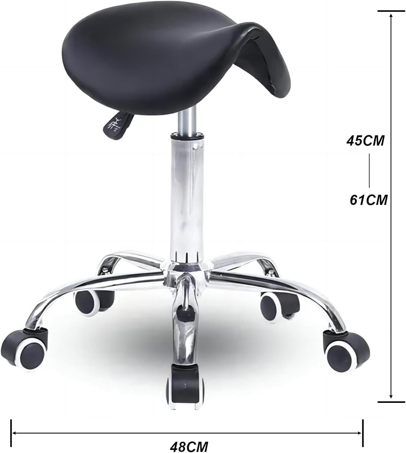 COOLBABY Saddle Chair, Saddle Stool with Wheels, Hydraulic Rolling Swivel Adjustable Stool Chair for Salon Spa Beauty Massage Dental Clinic Home Office