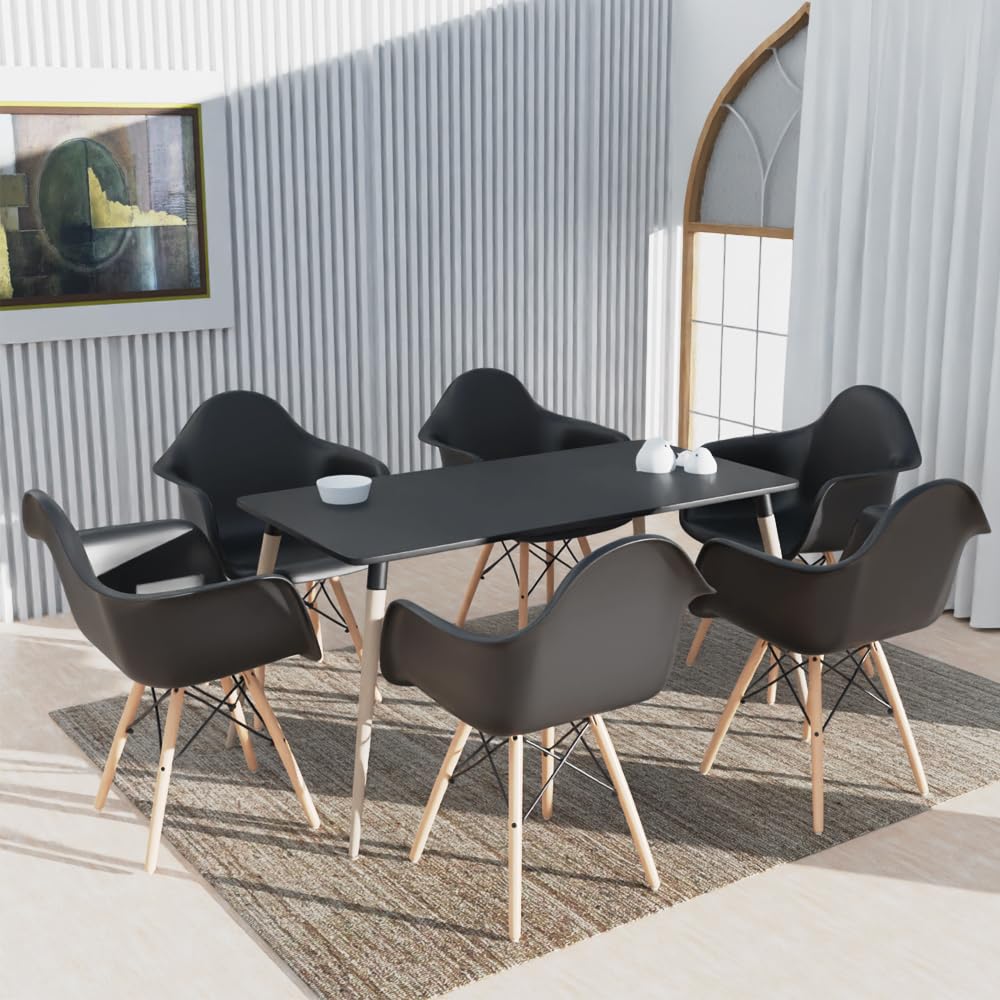 Mahmayi TJ HYT08 60DIA Round Pantry Table - Quad Leg base - Versatile for Home Office, Bistro, Balcony, Lawn, and Breakfast Nook - Fits Any Urban Decor Theme, Sturdy & Easy to Clean- Black(60cm)