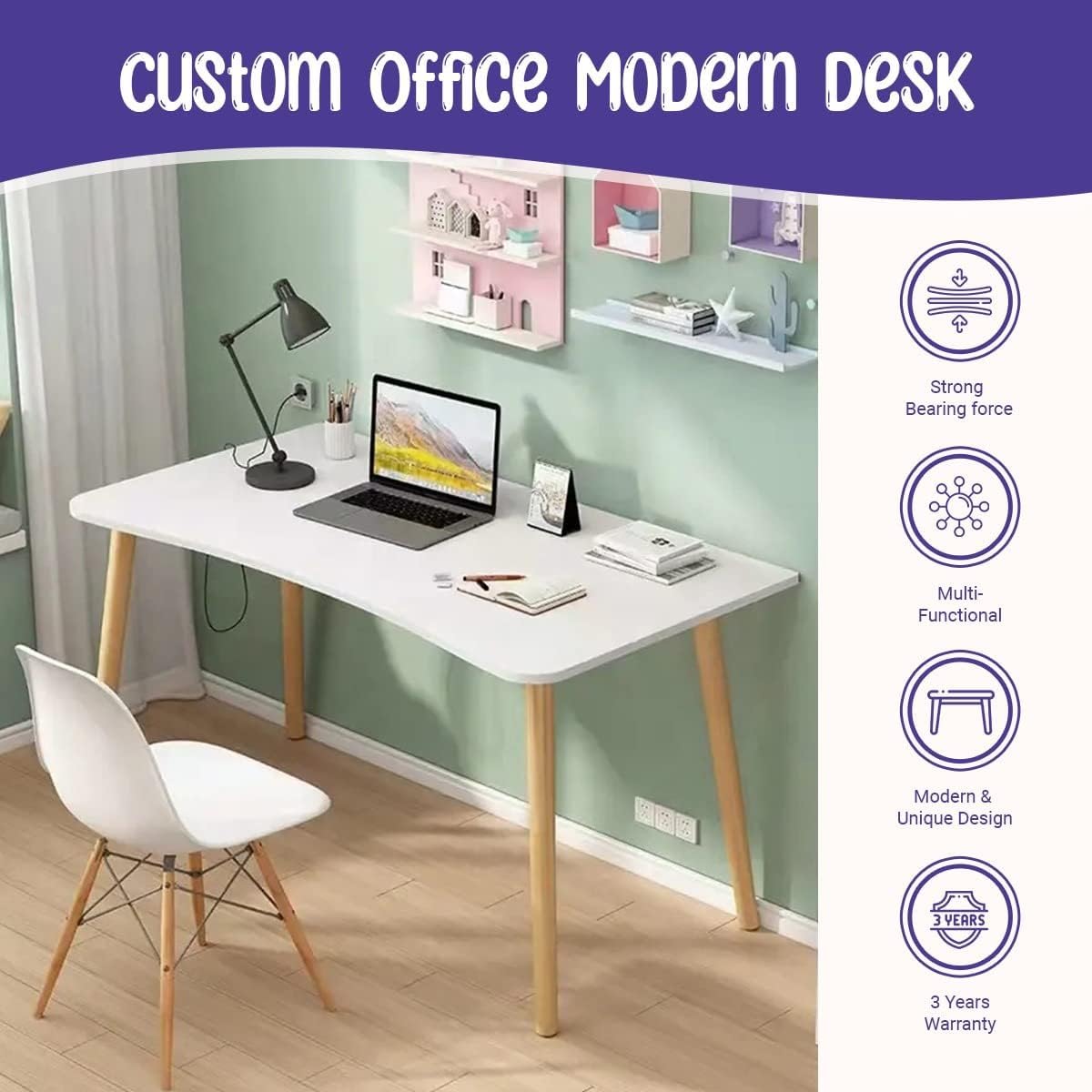 ORCHID M® Home Computer Desk, Computer Laptop Table Desk Office Desk Study Writing Desk Easy Assembly, Space-Saving Computer Desk Ideal for Home and Office Use (80x 40x73CM)-GCC Home Center
