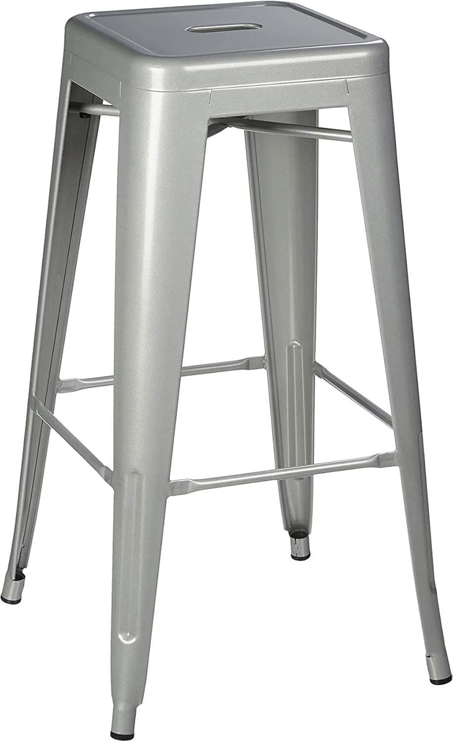 LANNY Furniture 75cm Height Antique Tolix Metal Stackable Barstools D7 Indoor-Outdoor High Chair with Square Seat for Counter Courtyard Kitchen Dining Room Restaurant Bar shop Eating (silver)-GCC Home Center
