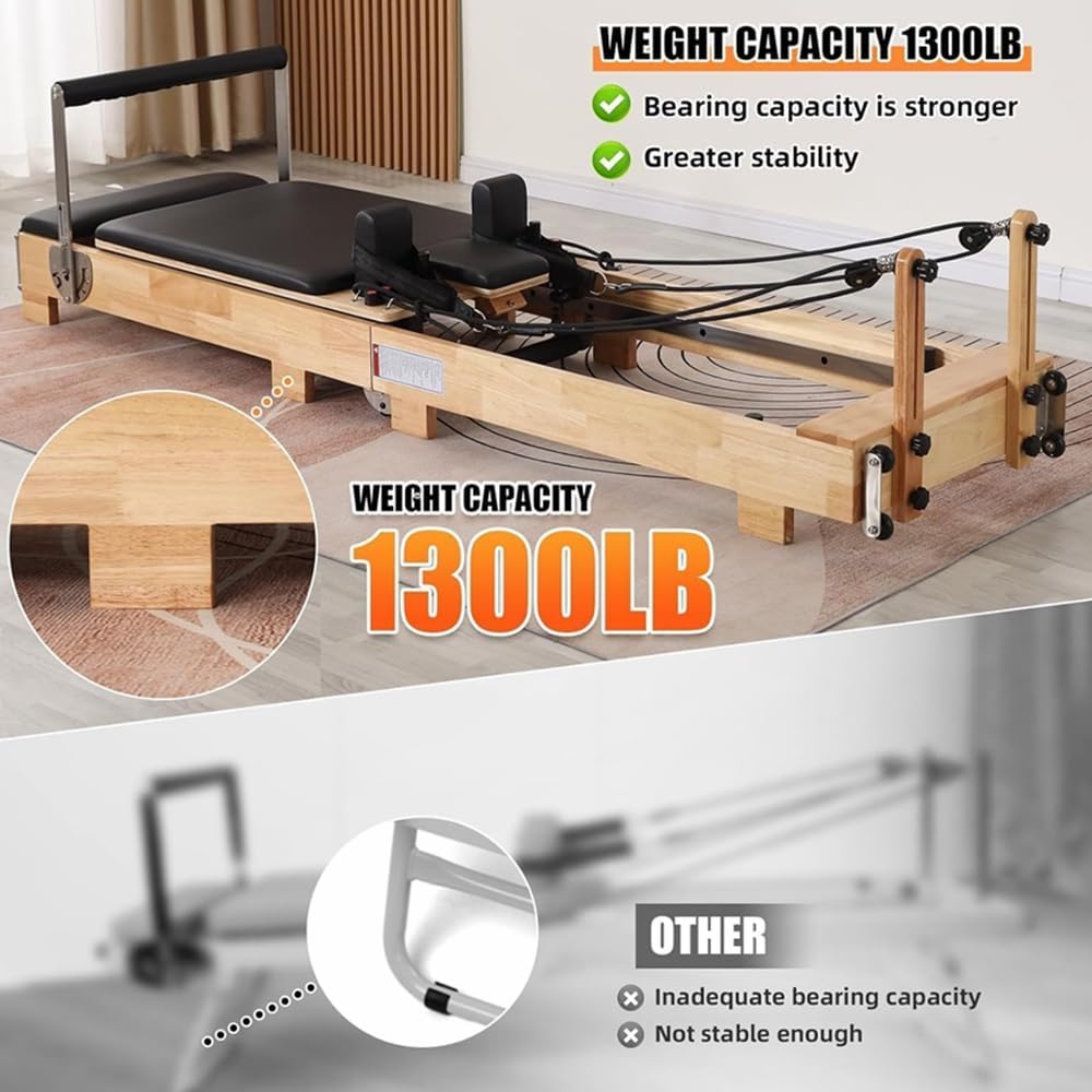 COOLBABY Pilates Reformer Pilates Core Bed Yoga Bed Sports Solid Wood Pilates Equipment Home Stretch Home Stretch Training Fitness Equipment Foldable