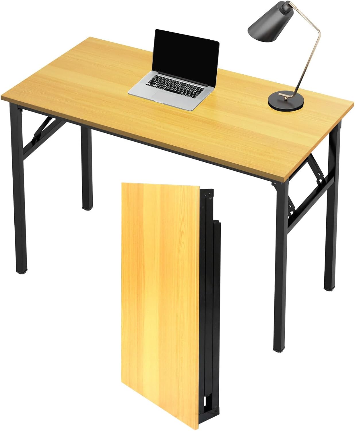 Adjustable Folding Desk No Install, Portable and Compact Computer Walnut Table Office Table for Home, Office, Study, Dining, Camping, Picnic, and BBQ (Yellow, 80 * 40 * 75cm)-GCC Home Center