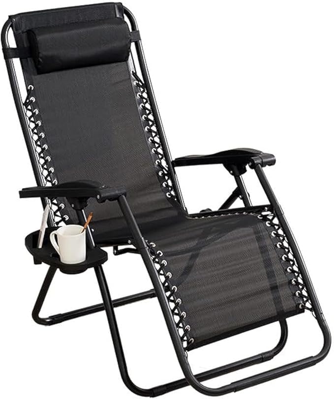 Foldable Camping Chair Outdoor Lounges Chair Garden Chair Adjustable Beach Chair with Pillows Cup Holders-GCC Home Center