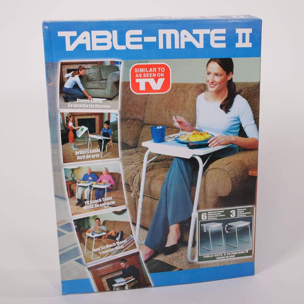 McMoLa Foldable Assembled Table TV Tray Portable Folding Snack Table - Adjustable Sofa Side Table, Bed Laptop Desk Table for Breakfast Home Use White