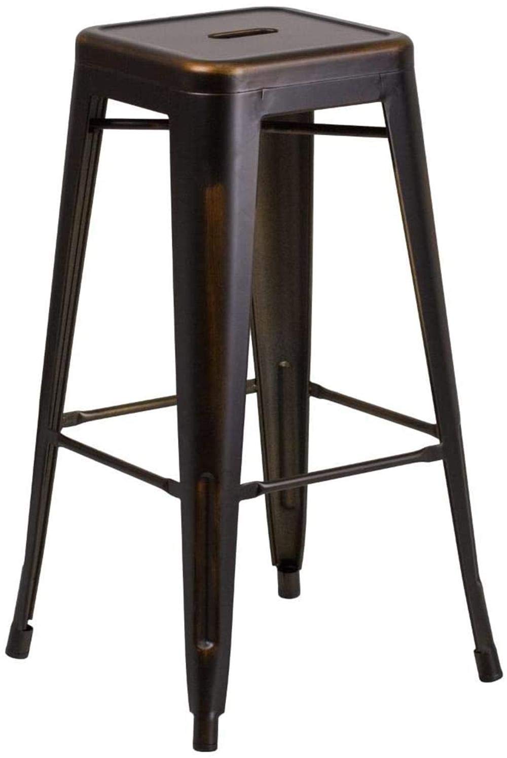 LANNY Furniture 75cm Height Antique Tolix Metal Stackable Barstools D7 Indoor-Outdoor High Chair with Square Seat for Counter Courtyard Kitchen Dining Room Restaurant Bar shop Eating (silver)-GCC Home Center