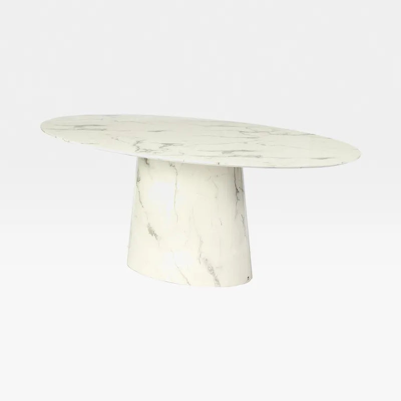 Elegant Oval-Shaped Dining Table White – 200x110 cm